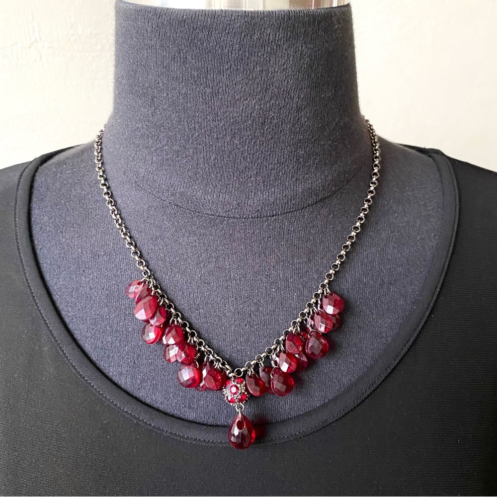 LAST CHANCE SALE! Vintage ROBERT ROSE Red Burgundy Beaded Teardrop Necklace